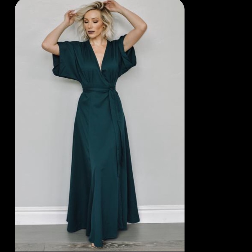 Aakaa brand from Baltic Born sage bridesmaid dress